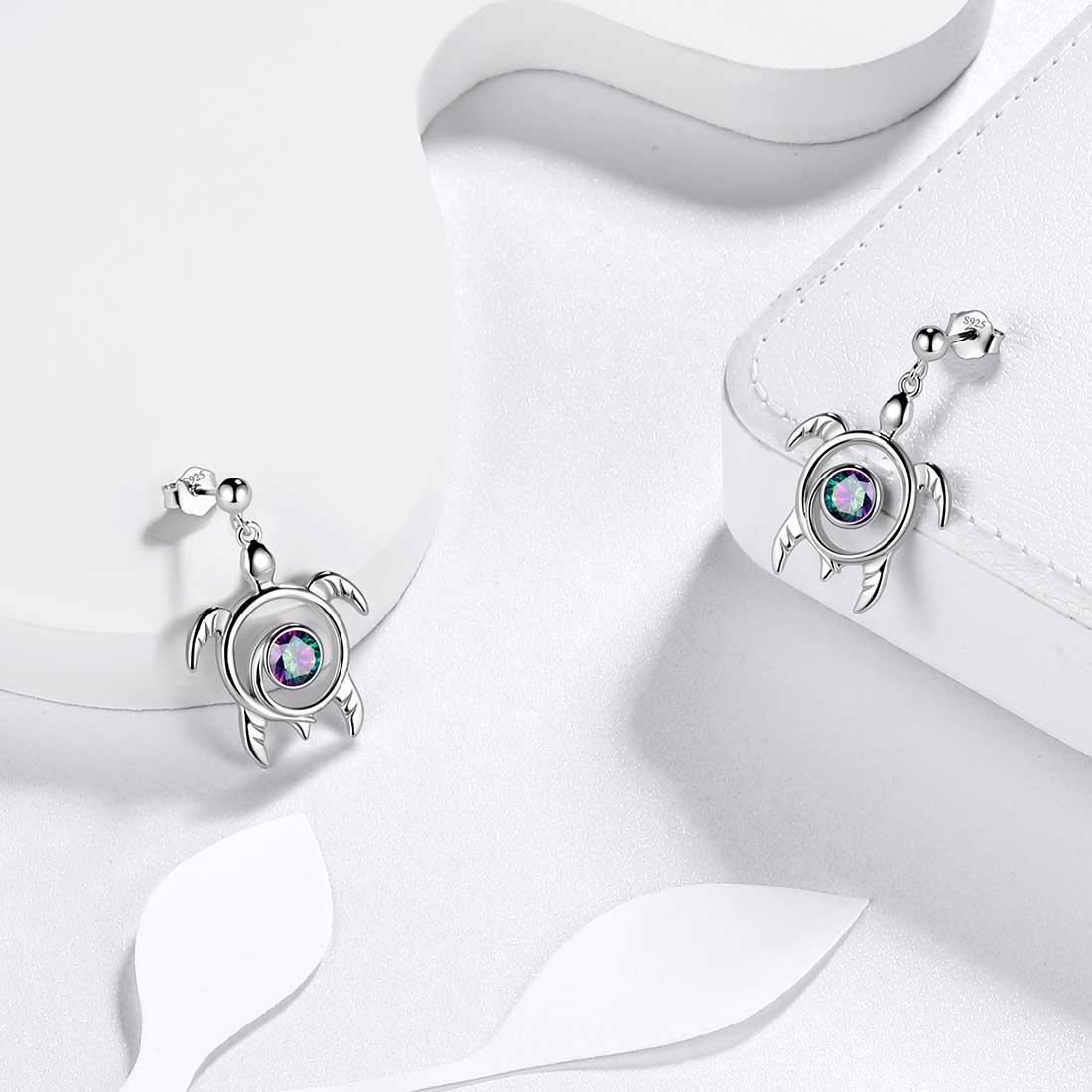 Tokyo Mart Turtle Rainbow Mystic Topaz Drop Earrings Women Girls Jewelry Gift Sterling Silver