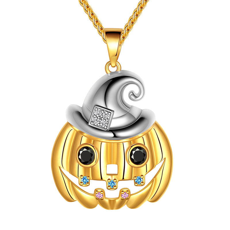 Tokyo Mart Women Halloween Pumpkin Pendant Necklace Ghost Witch Hat Jewelry