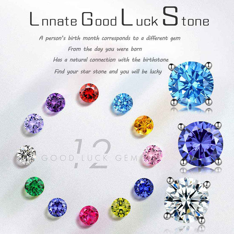 Tokyo Mart Women Birthstone Stud Earrings Jewelry Birthday Gifts 925 Sterling Silver