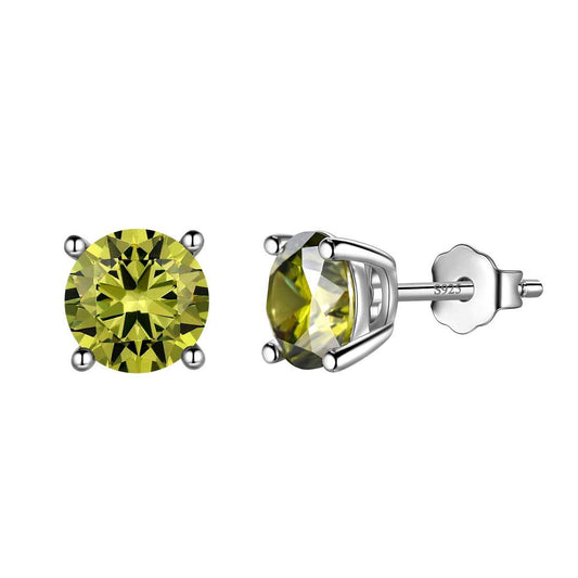 Tokyo Mart Runde Geburtsstein August Peridot Ohrringe Ohrstecker Damen Mädchen Schmuck Geburtstagsgeschenk Sterling Silber