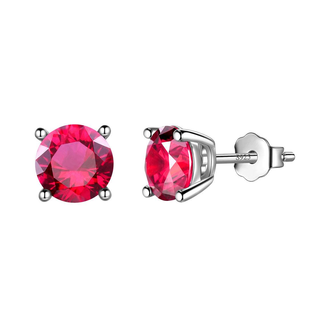 Tokyo Mart Women July Ruby Birthstone Earrings Girl Gift Jewelry Sterling Silver