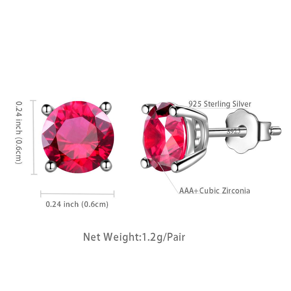 Tokyo Mart Women July Ruby Birthstone Earrings Girl Gift Jewelry Sterling Silver