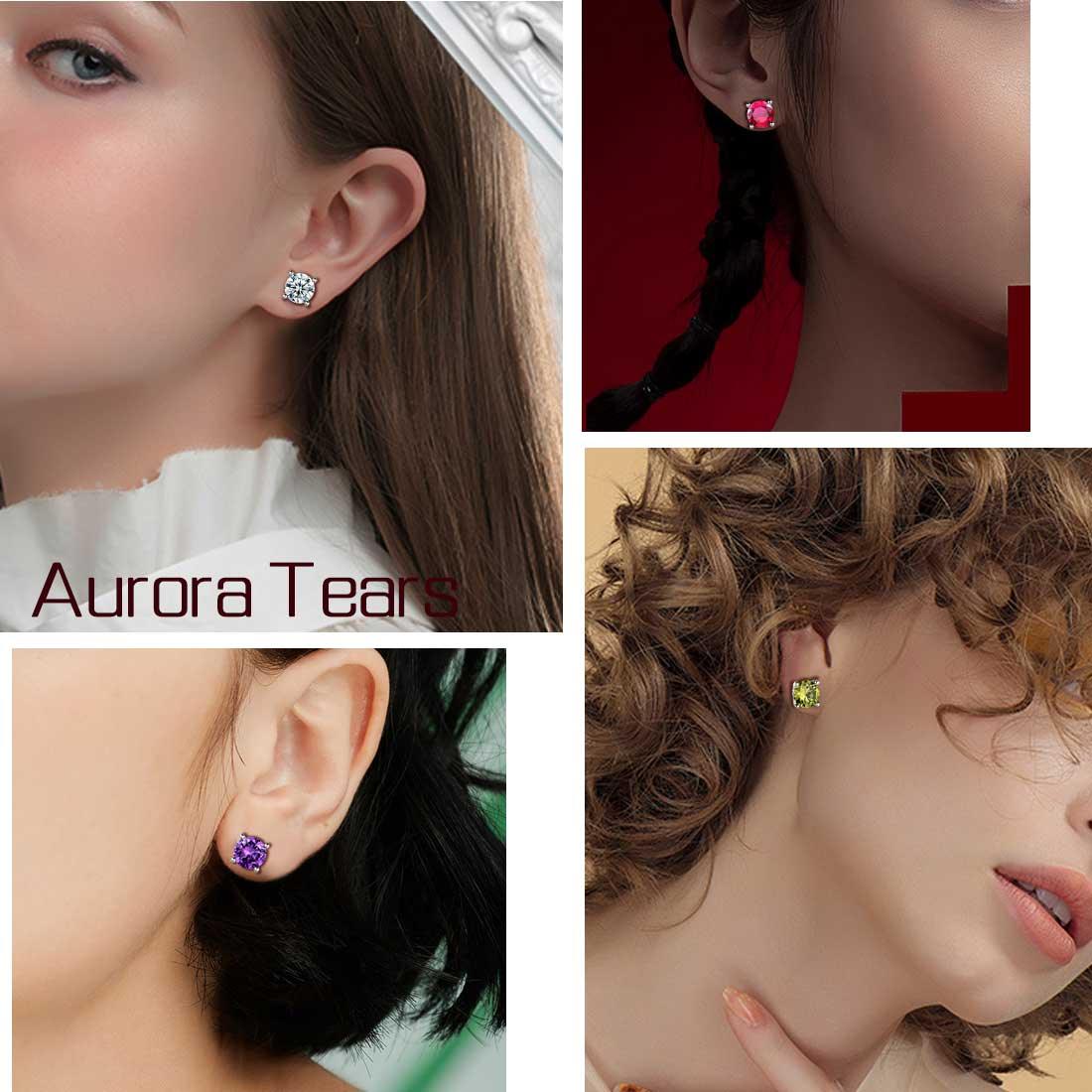 Tokyo Mart Women July Ruby Birthstone Earrings Girl Gift Jewelry Sterling Silver