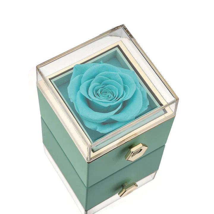 ETERNAL ROSE BOX WITH NECKLACE & REAL ROSE.