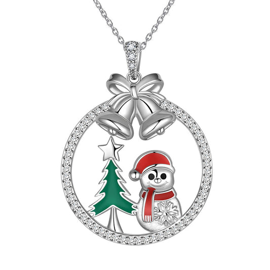 Tokyo Mart Women Christmas Necklace Jewelry Gifts Christmas Tree Snowflake Jingle Bell Cute Santa Claus Snowman Pendant Girls Sterling Silver