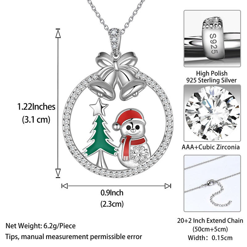 Tokyo Mart Women Christmas Necklace Jewelry Gifts Christmas Tree Snowflake Jingle Bell Cute Santa Claus Snowman Pendant Girls Sterling Silver