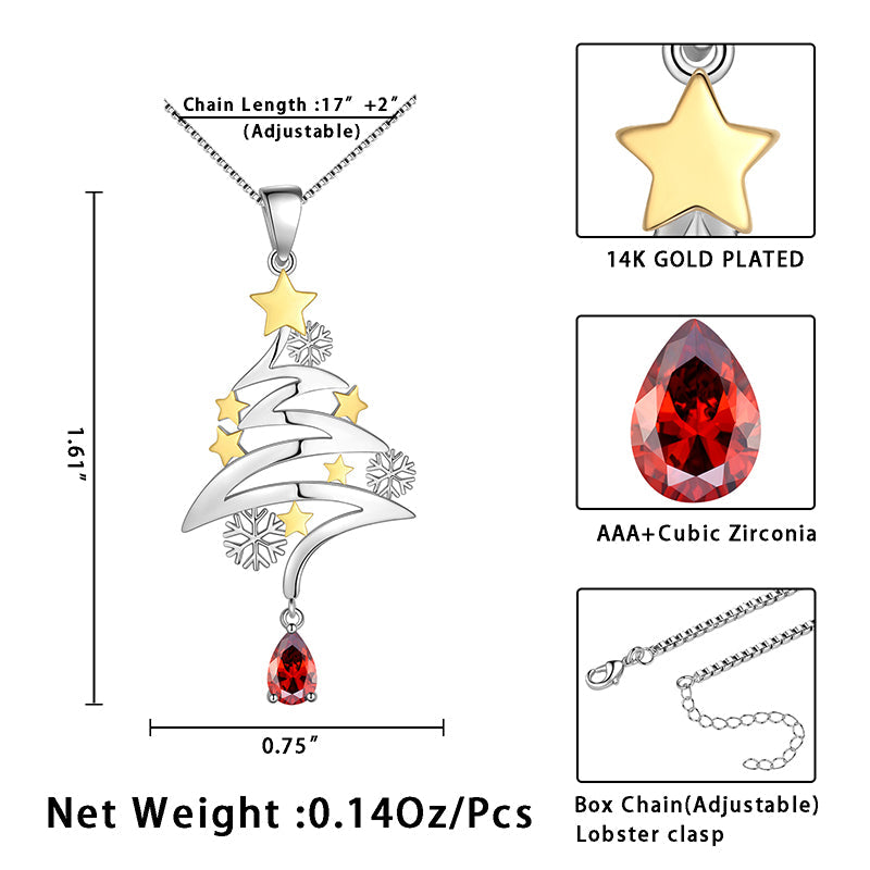 Tokyo Mart 925 Sterling Silver Cute Christmas Tree Necklace Christmas Costume Jewelry Gifts for Women Girls Xmas Party Jewelry Gift