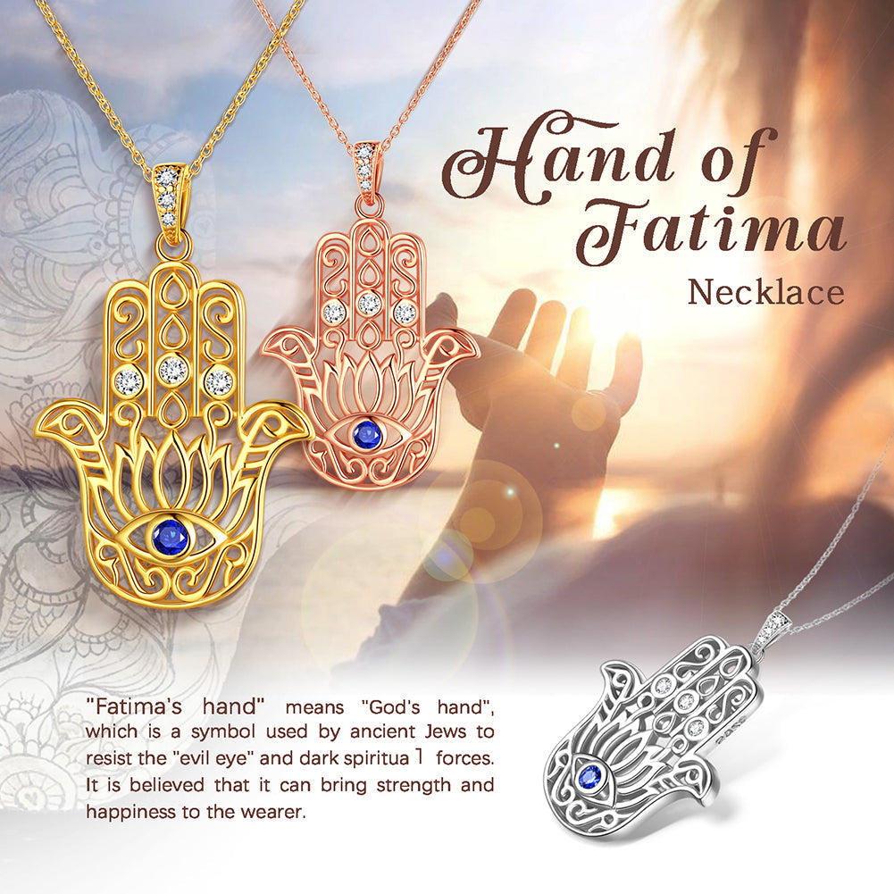 Tokyo Mart Blue Evil Eye Necklace Men Women Jewelry Gifts Lotus Fatima Hamsa Hand Pendant 925 Sterling Silver