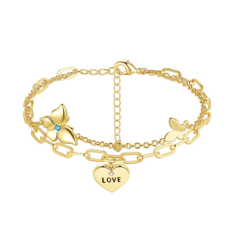 Tokyo Mart Dainty Gold/Silver Bracelets for Women Jewelry Layered Bracelet,Butterfly Link Bracelets