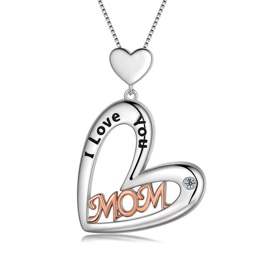 Tokyo Mart Halskette mit Herzanhänger „I Love You Mom“ für Mutter, bester Mama-Schmuck, Geburtstagsgeschenk für Mama/Oma