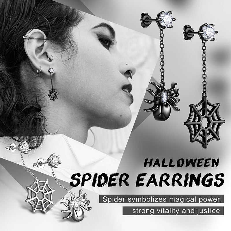 Tokyo Mart Asymmetry Women Halloween Spider Web Dangle Earrings Cosplay Party Jewelry