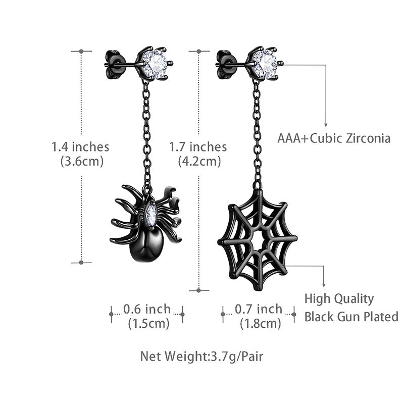 Tokyo Mart Asymmetry Women Halloween Spider Web Dangle Earrings Cosplay Party Jewelry