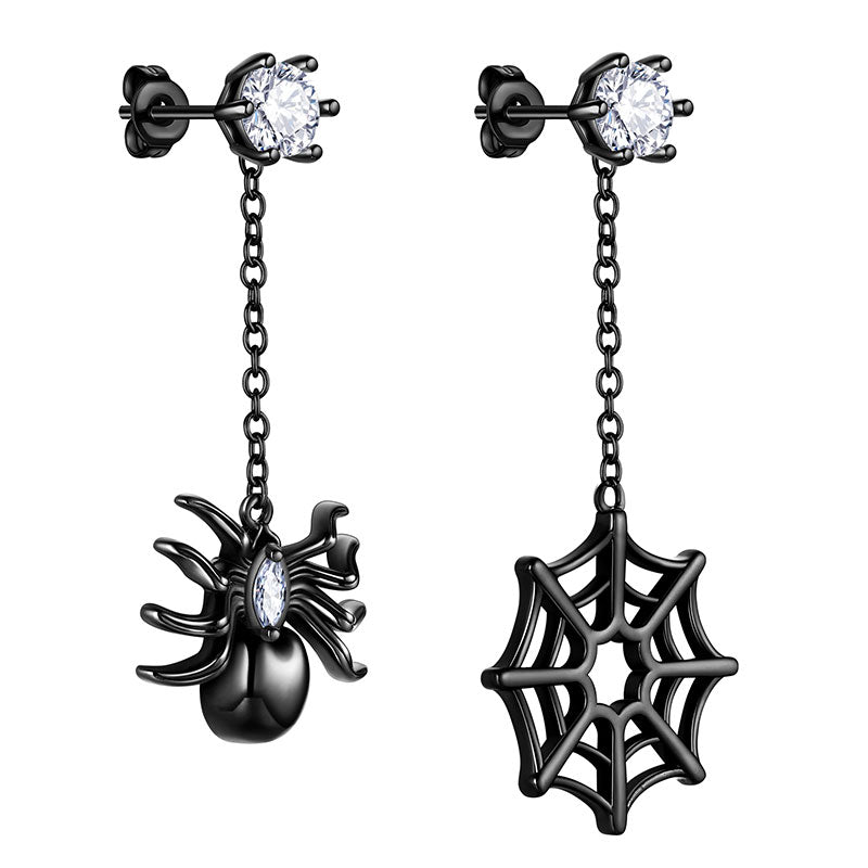 Tokyo Mart Asymmetry Women Halloween Spider Web Dangle Earrings Cosplay Party Jewelry