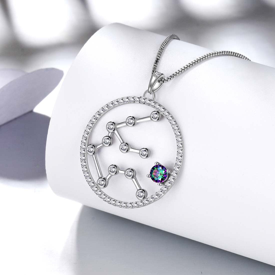 Tokyo Mart Aquarius Zodiac Necklace Pendant Women Girls Jewelry Birthday Gift Mystic Topaz 925 Silver