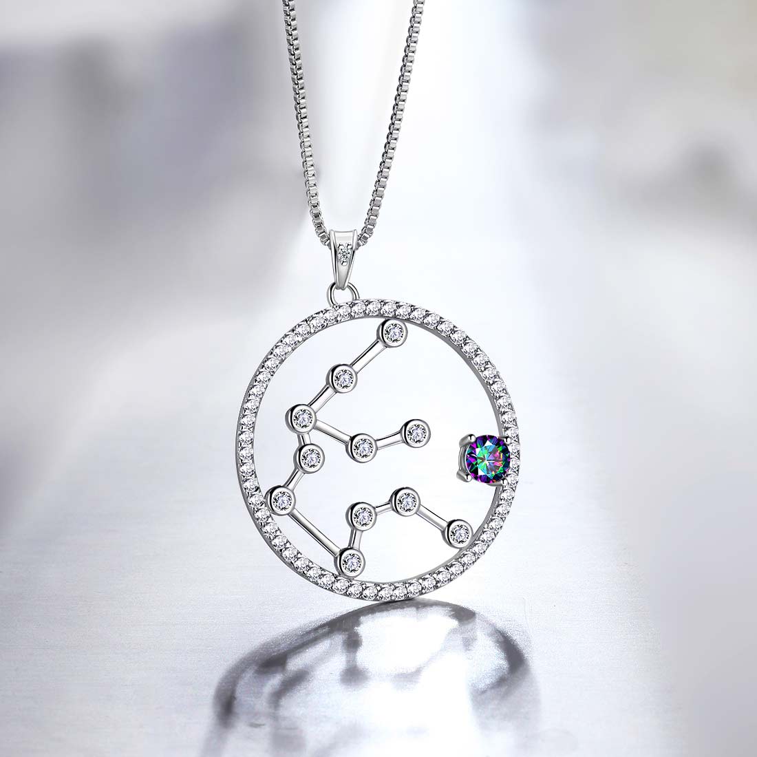 Tokyo Mart Aquarius Zodiac Necklace Pendant Women Girls Jewelry Birthday Gift Mystic Topaz 925 Silver