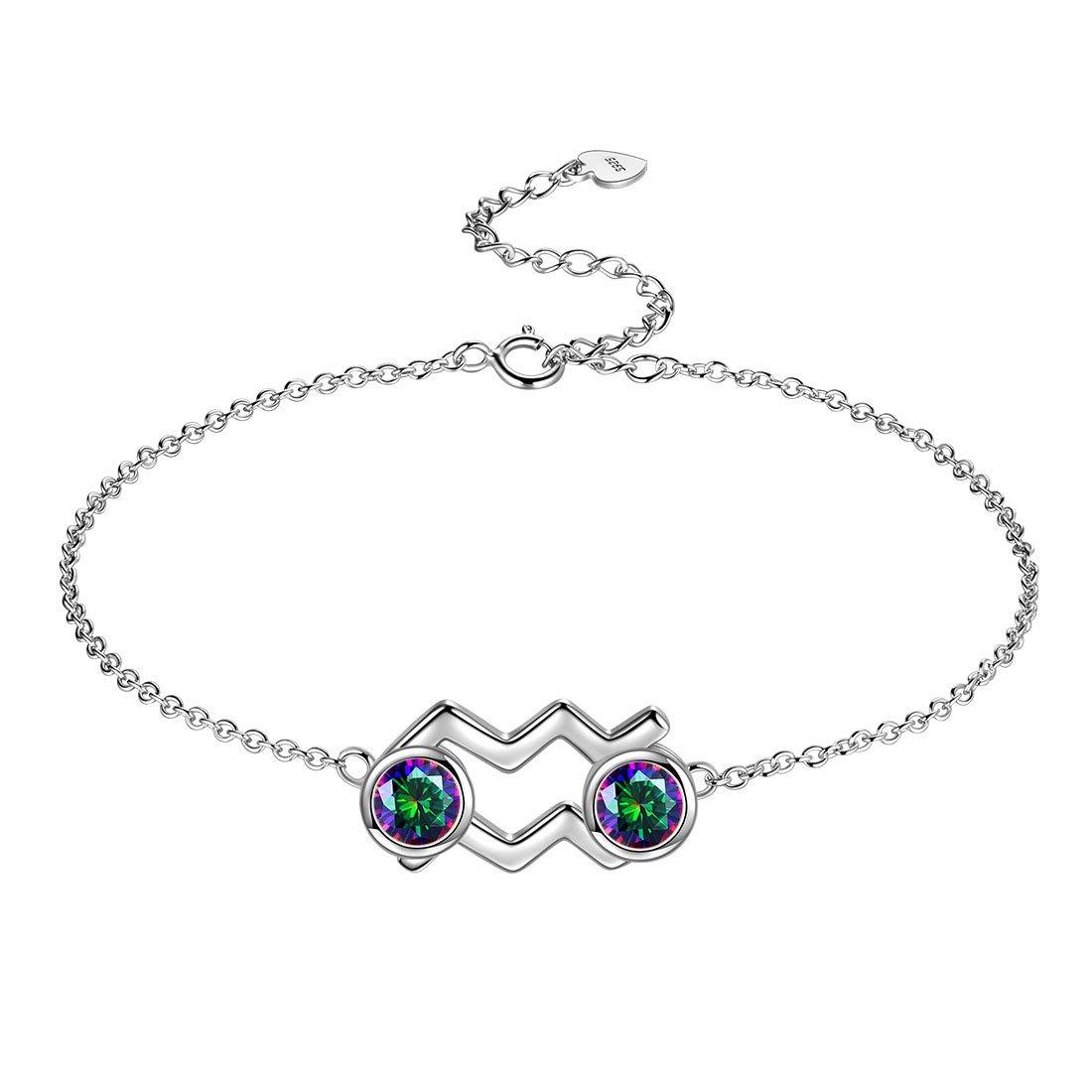 Tokyo Mart Aquarius Bracelet Women Girls Birthday Jewelry Gift Mystic Topaz Sterling Silver