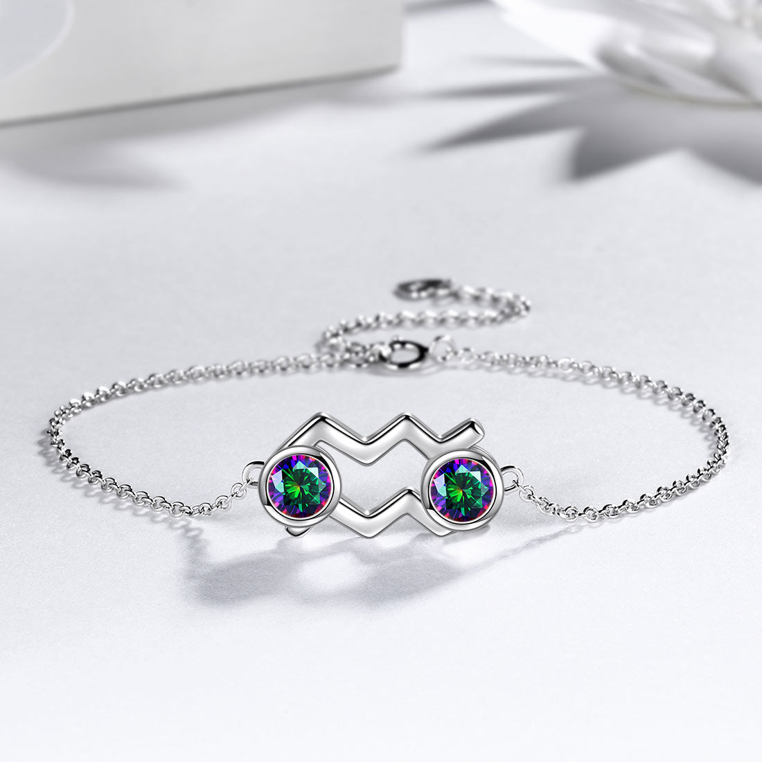 Tokyo Mart Aquarius Bracelet Women Girls Birthday Jewelry Gift Mystic Topaz Sterling Silver