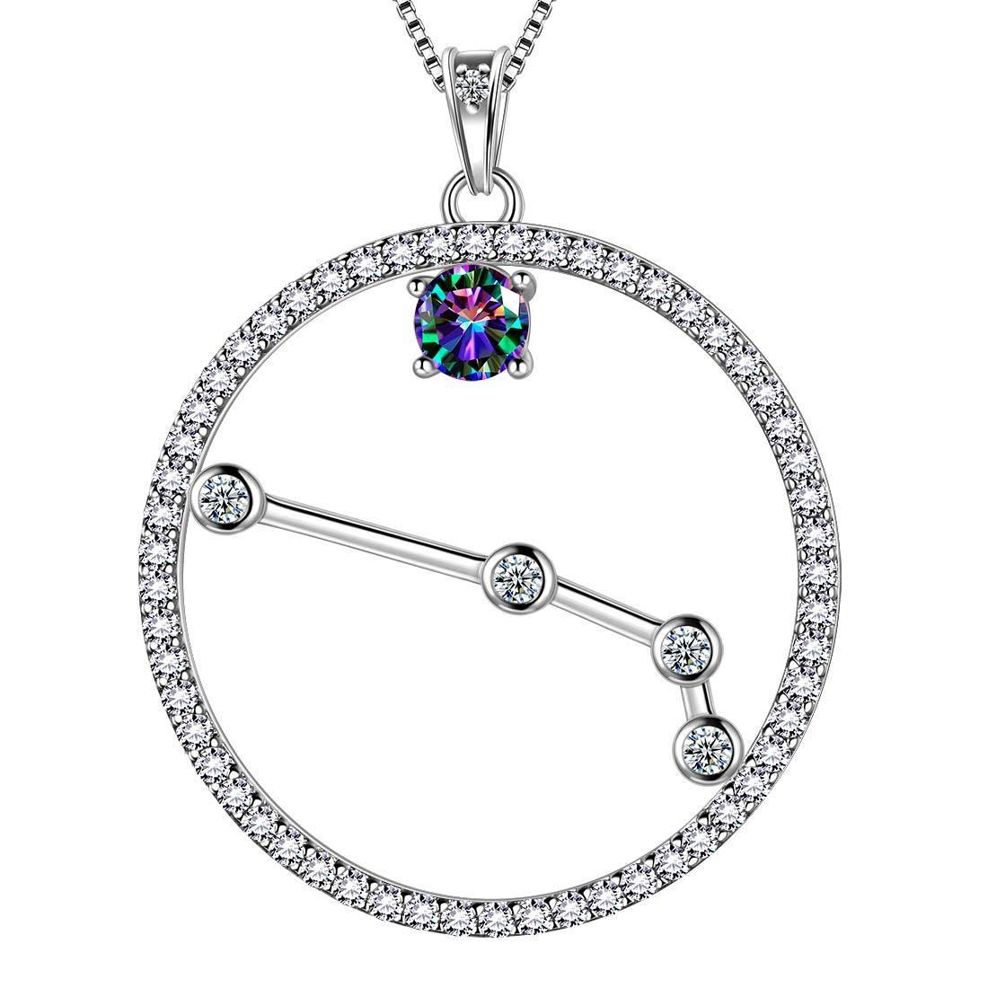 Tokyo Mart Aries Zodiac Necklace Pendant Women Girls Jewelry Birthday Gift Mystic Topaz 925 Silver