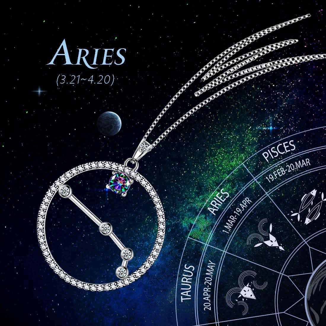 Tokyo Mart Aries Zodiac Necklace Pendant Women Girls Jewelry Birthday Gift Mystic Topaz 925 Silver