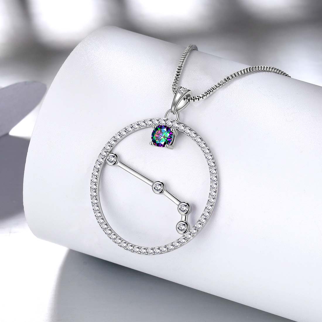 Tokyo Mart Aries Zodiac Necklace Pendant Women Girls Jewelry Birthday Gift Mystic Topaz 925 Silver