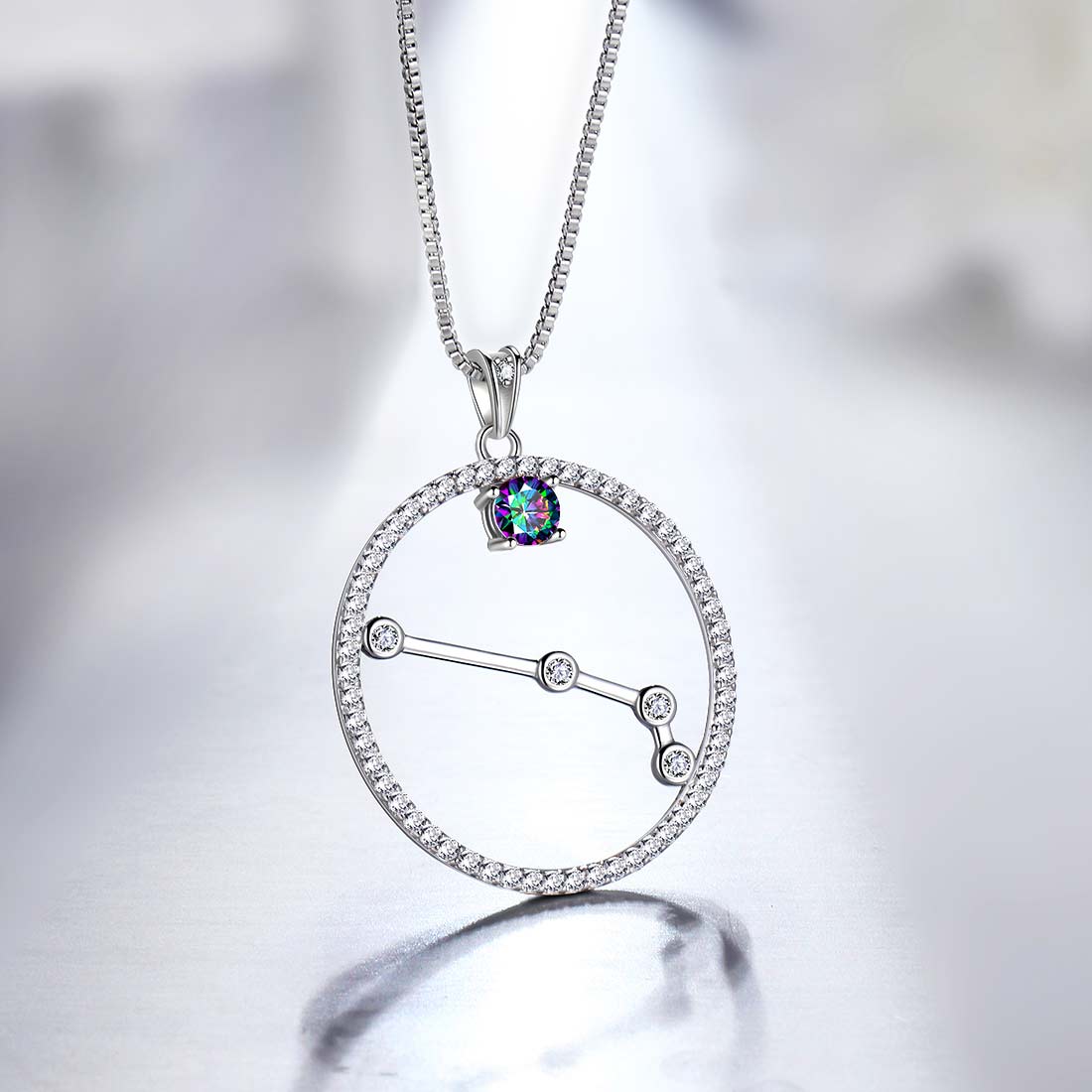 Tokyo Mart Aries Zodiac Necklace Pendant Women Girls Jewelry Birthday Gift Mystic Topaz 925 Silver