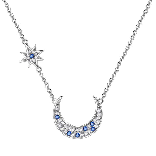 Tokyo Mart Moon Star Pendant Necklaces Women Jewelry 925 Sterling Silver Aurora Tears