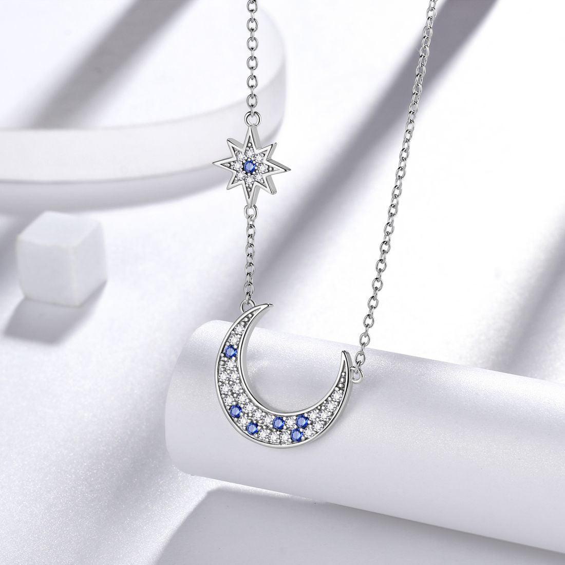 Tokyo Mart Moon Star Pendant Necklaces Women Jewelry 925 Sterling Silver Aurora Tears