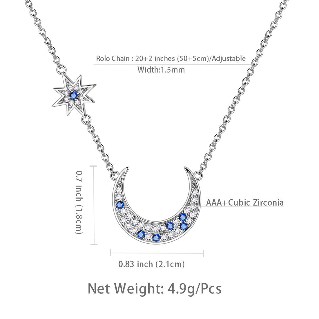 Tokyo Mart Moon Star Pendant Necklaces Women Jewelry 925 Sterling Silver Aurora Tears