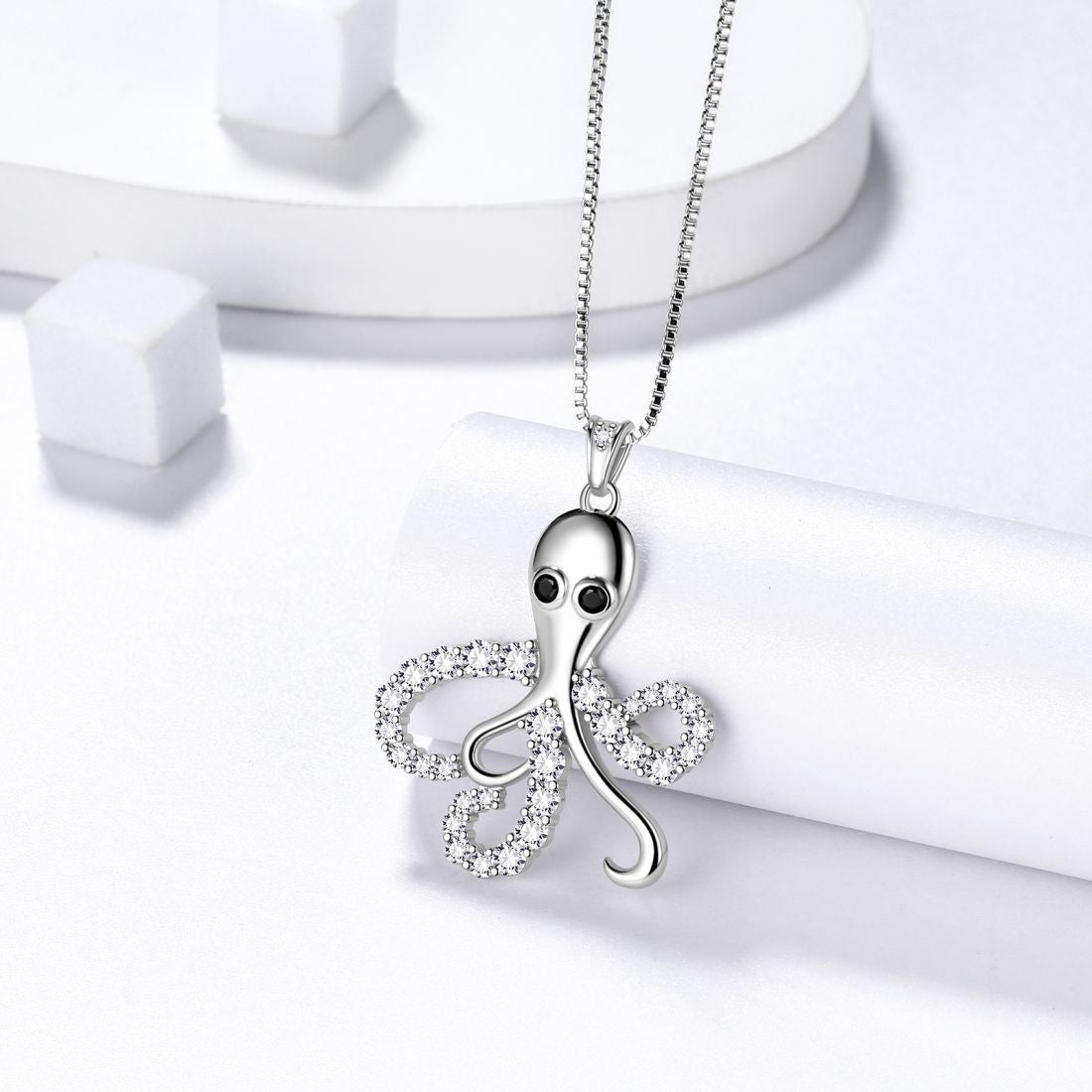 Tokyo Mart Octopus Anhänger Halsketten Frauen Schmuck 925 Sterling Silber Aurora Tränen