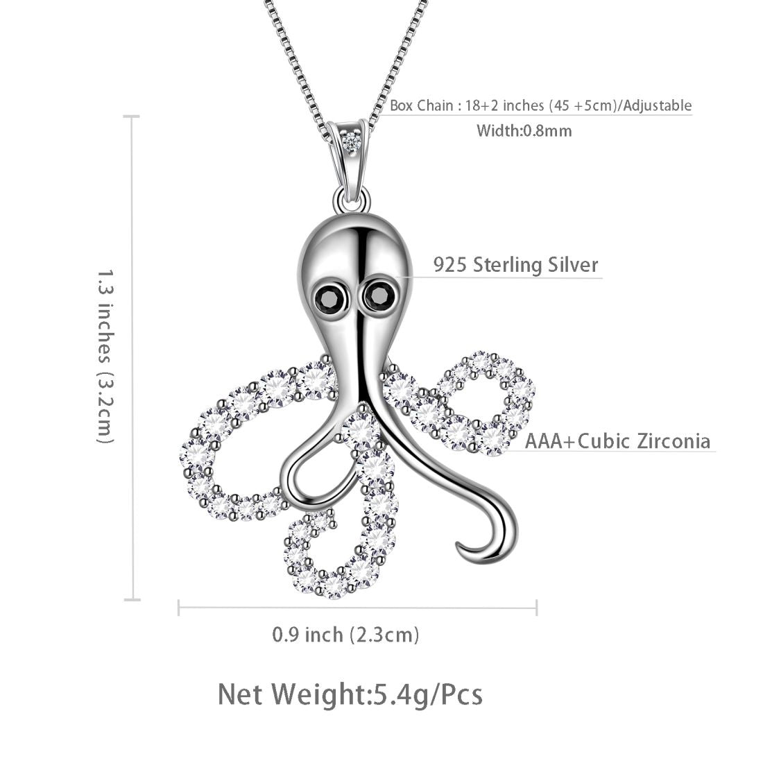 Tokyo Mart Octopus Anhänger Halsketten Frauen Schmuck 925 Sterling Silber Aurora Tränen