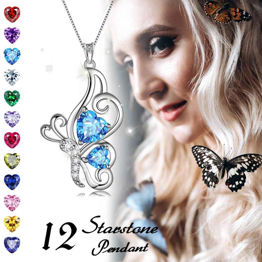 Tokyo Mart Butterfly Birthstone December Tanzanite Necklace Women Girls Jewelry Birthday Gift Sterling Silver