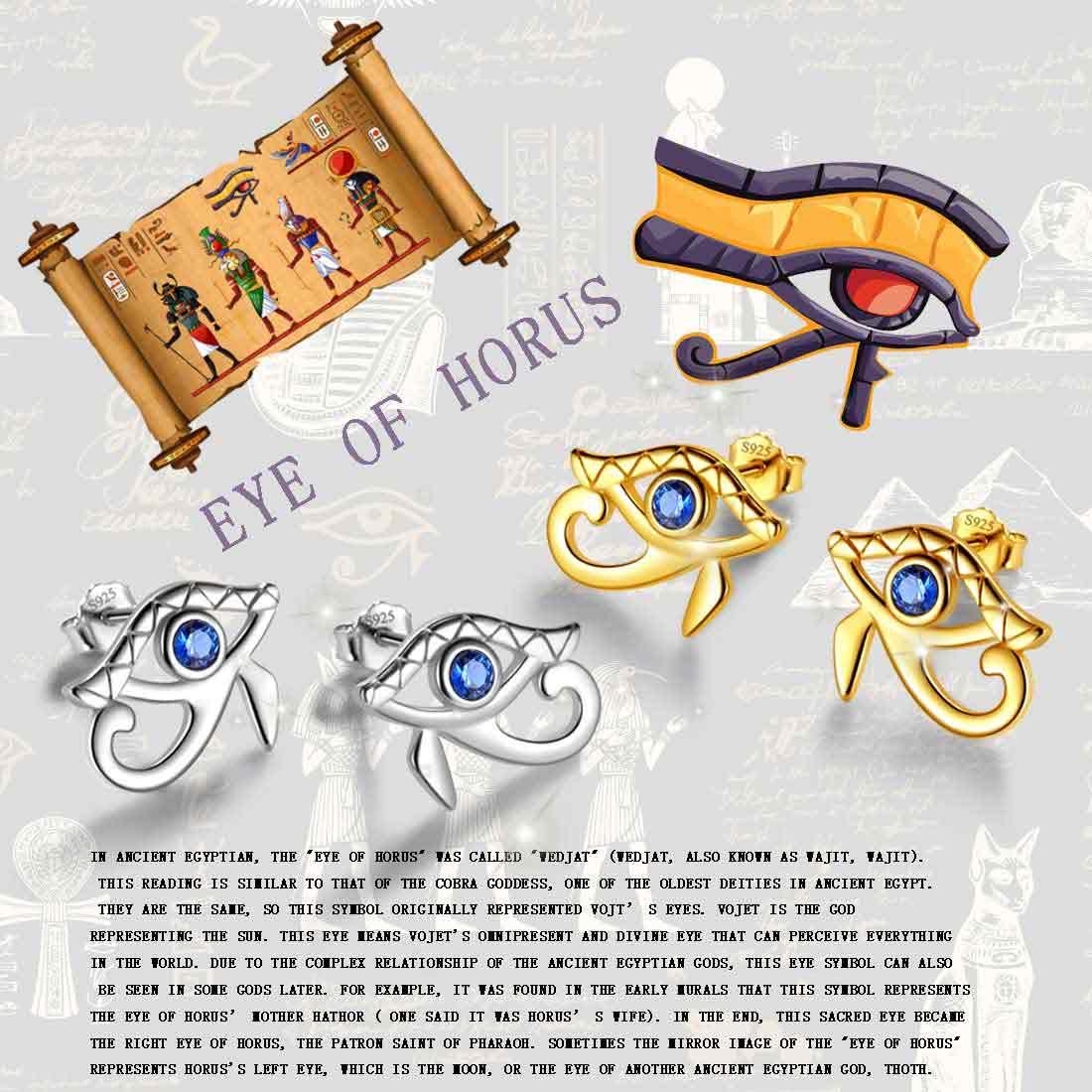 Tokyo Mart Ancient Egyptian Eye of Horus Earrings Studs Women Men Jewelry Gift