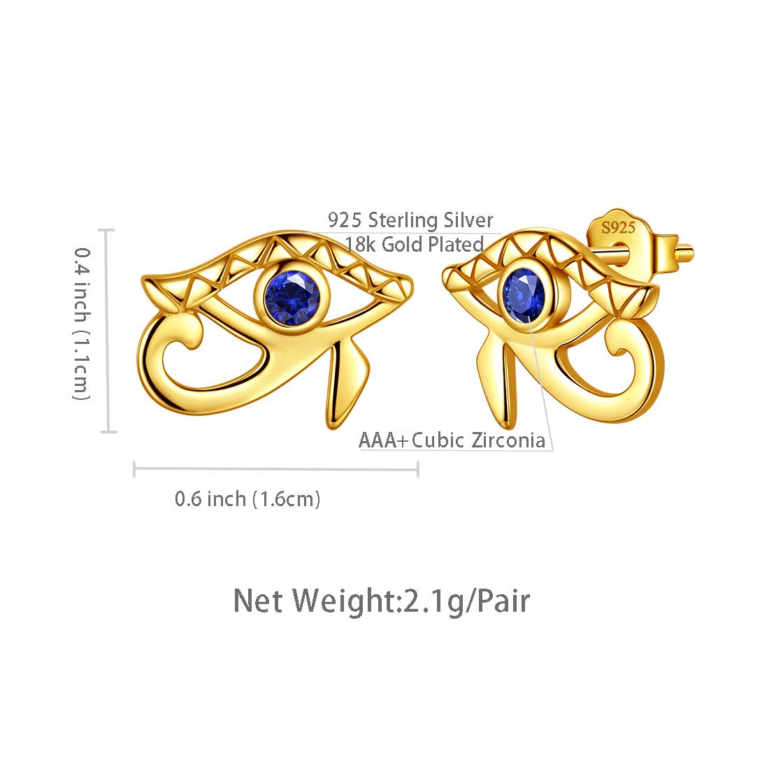 Tokyo Mart Ancient Egyptian Eye of Horus Earrings Studs Women Men Jewelry Gift