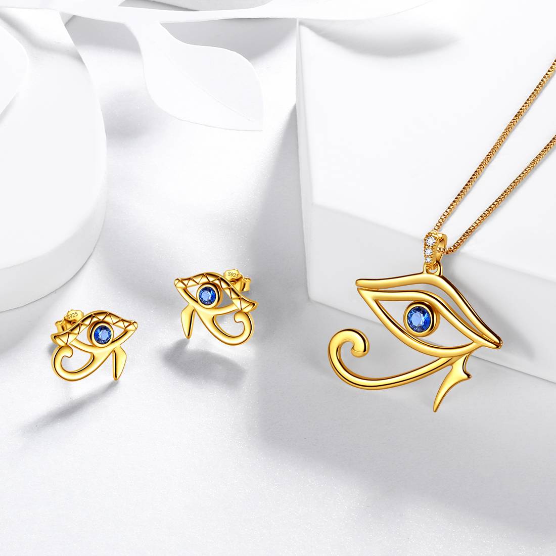 Tokyo Mart Egyptian Eye of Horus Earrings Necklace Jewelry Sets 3PCS Women Men Jewelry Gift