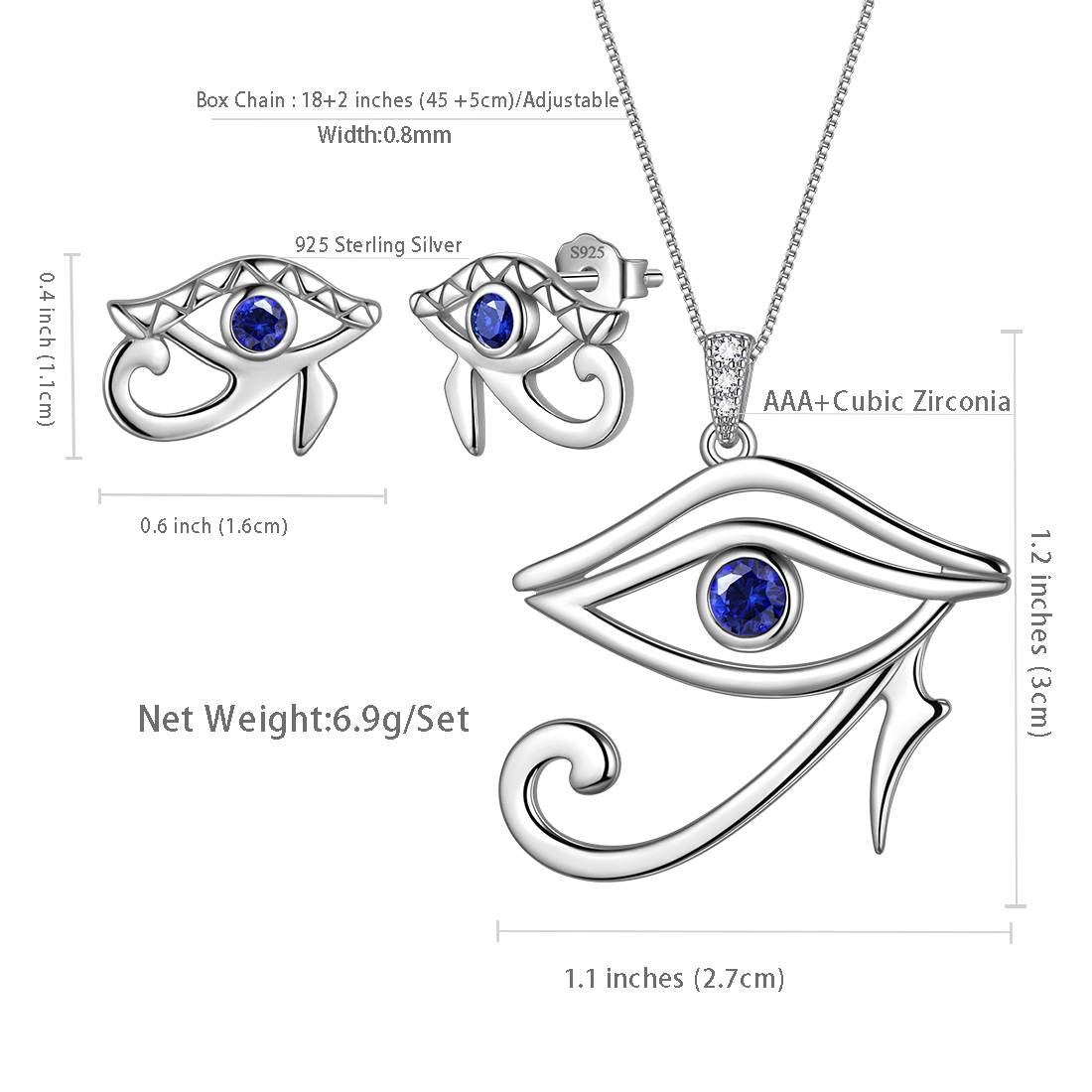 Tokyo Mart Egyptian Eye of Horus Earrings Necklace Jewelry Sets 3PCS Women Men Jewelry Gift