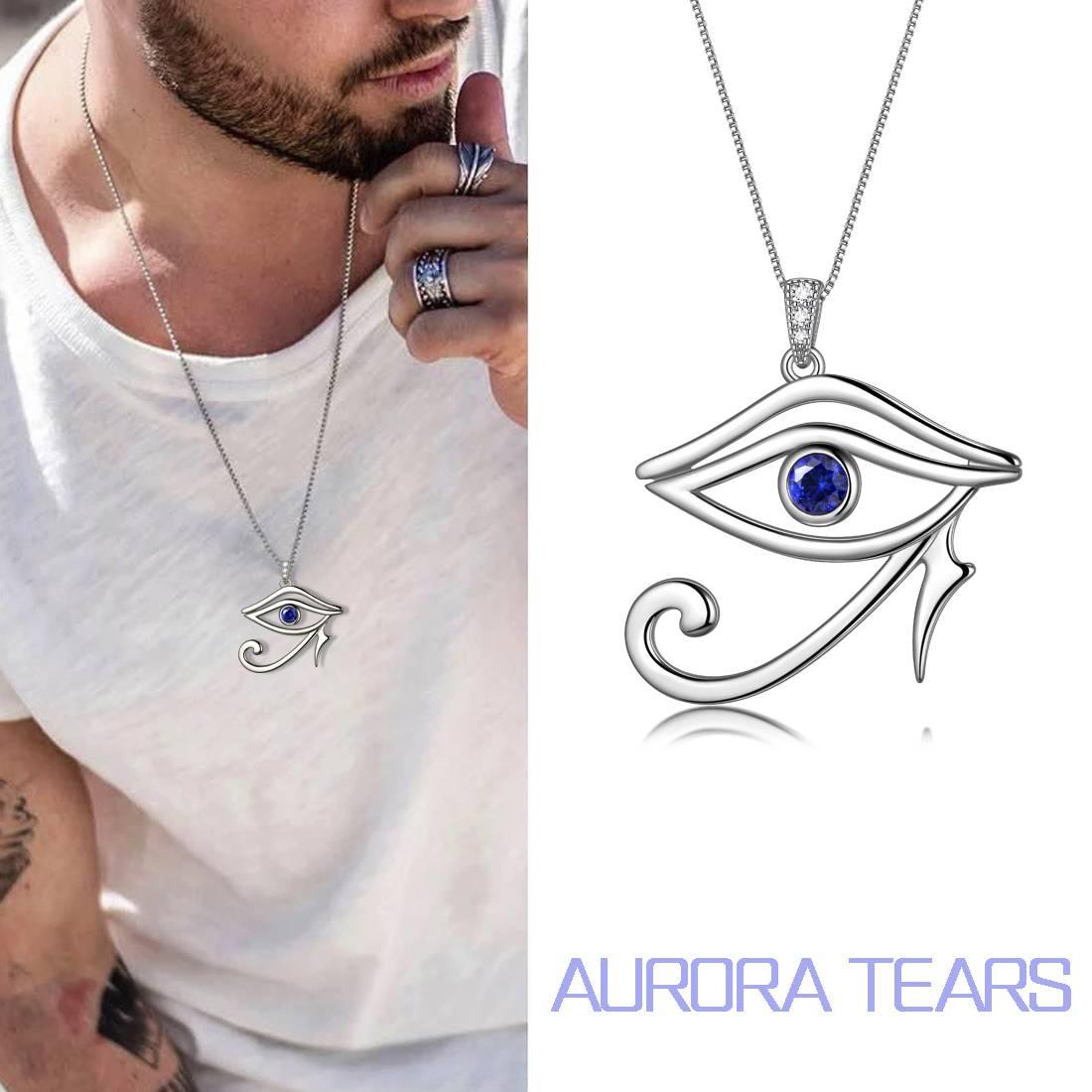 Tokyo Mart Egyptian Eye of Horus Necklace Pendant Women Men Jewelry Gift 925 Sterling Silver