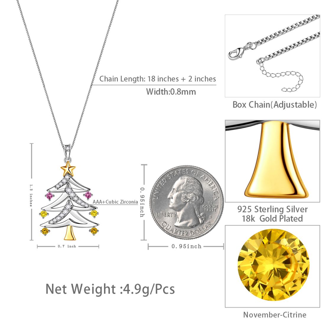 Tokyo Mart Christmas Tree Necklaces Pendant Women Girls Jewelry Xmas Gifts