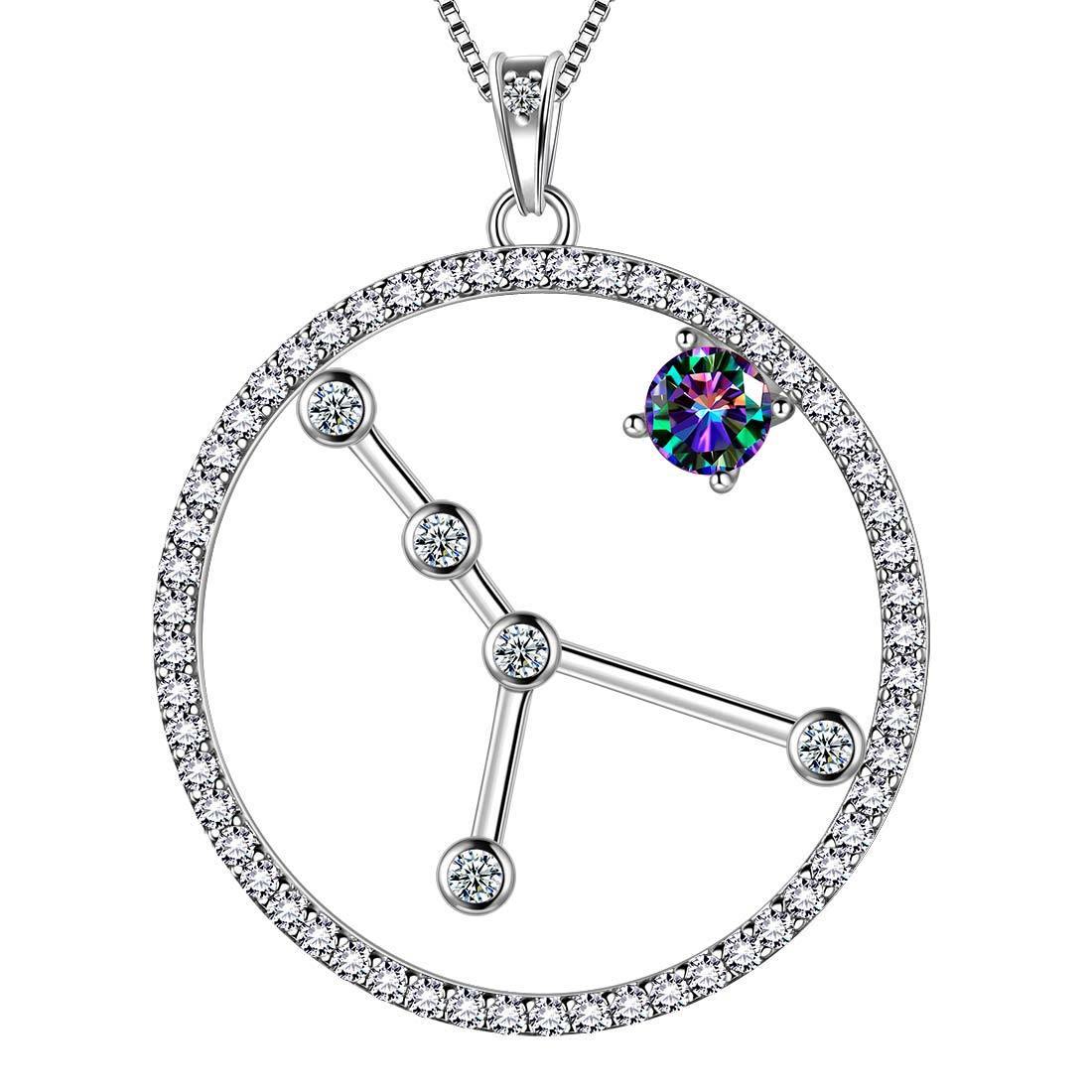 Tokyo Mart Halskette mit Sternzeichen Krebs, Anhänger für Damen und Mädchen, Schmuck, Geburtstagsgeschenk, Mystic Topaz, 925er Silber