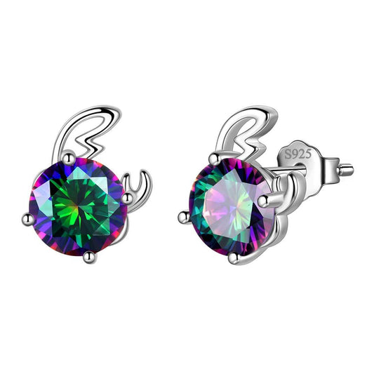 Tokyo Mart Cancer Stud Earrings Women Girls Constellation Jewelry Mystic Topaz Sterling Silver