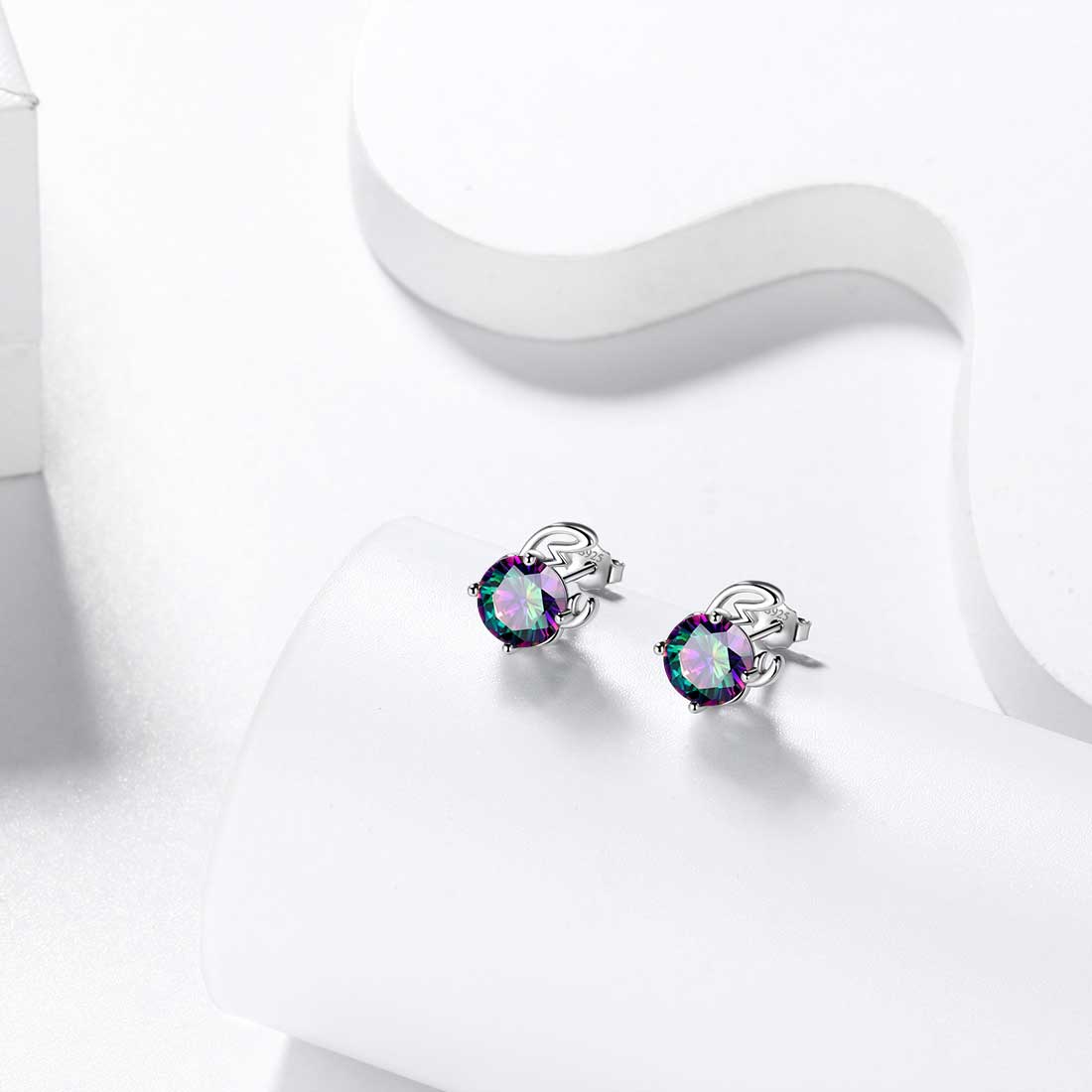 Tokyo Mart Cancer Stud Earrings Women Girls Constellation Jewelry Mystic Topaz Sterling Silver