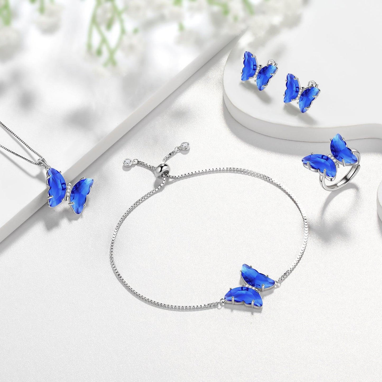 Tokyo Mart Blue Butterfly Bracelet September Sapphire Birthstone Women Girls Jewelry Birthday Gift