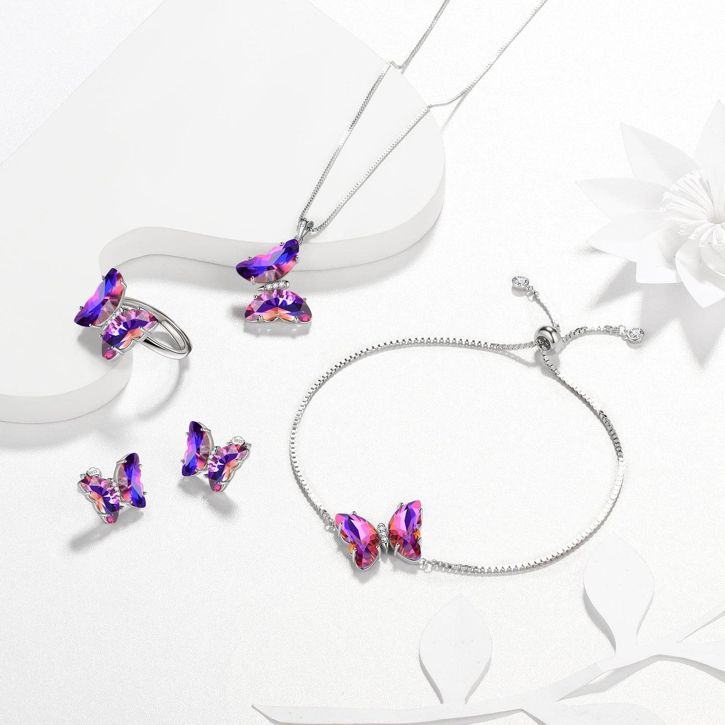 Tokyo Mart Halskette mit violettem Schmetterling, Geburtsstein-Anhänger mit Amethyst, Februar, für Damen und Mädchen, Schmuck, Geburtstagsgeschenk