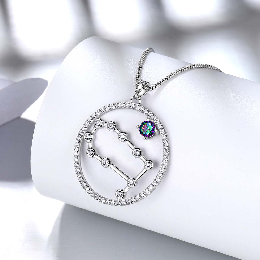 Tokyo Mart Gemini Zodiac Necklace Pendant Women Girls Jewelry Birthday Gift Mystic Topaz 925 Silver