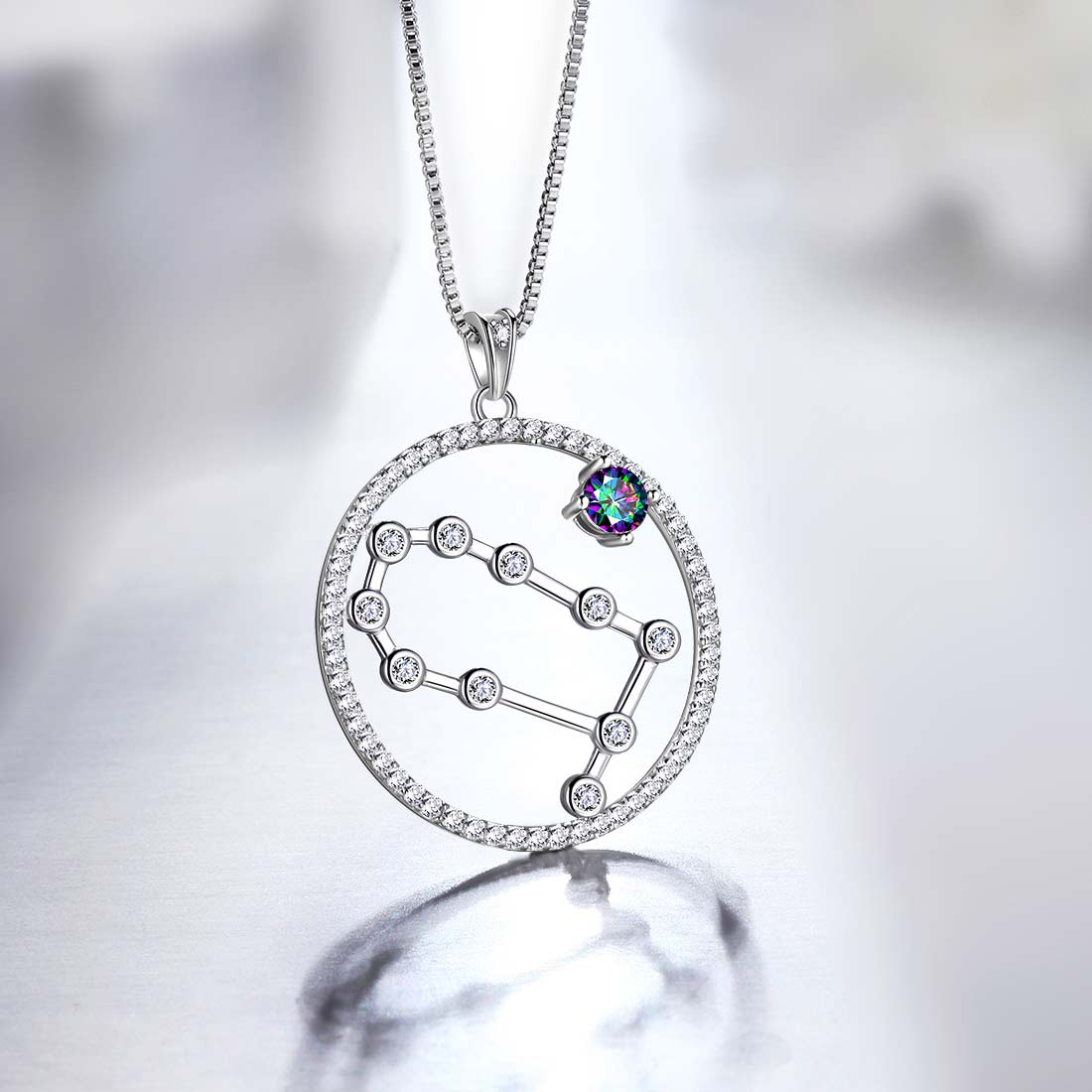 Tokyo Mart Gemini Zodiac Necklace Pendant Women Girls Jewelry Birthday Gift Mystic Topaz 925 Silver