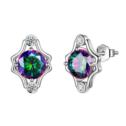 Tokyo Mart Gemini Stud Earrings Women Girls Constellation Jewelry Mystic Topaz Sterling Silver