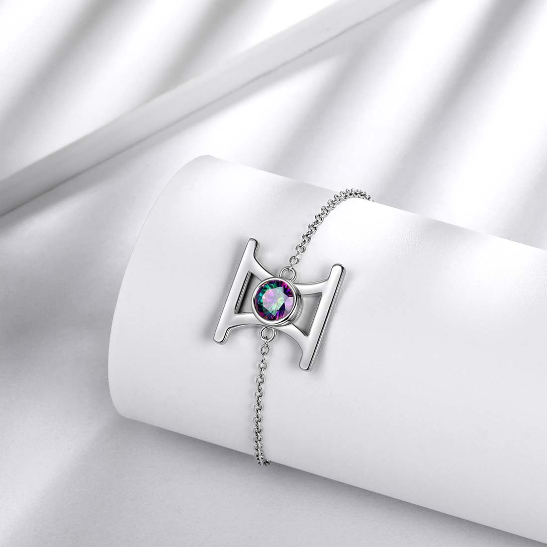 Tokyo Mart Zwillingsarmband Damen Mädchen Schmuck Geburtstagsgeschenk Mystischer Topas Sterling Silber