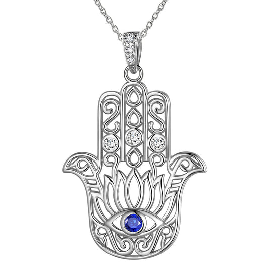 Tokyo Mart Women Evil Eye Necklace Men Amulet Jewelry Gifts Lotus Fatima Hamsa Hand Pendant