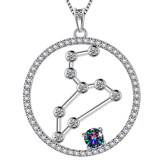 Tokyo Mart Halskette mit Anhänger im Sternzeichen Löwe, für Damen und Mädchen, Schmuck, Geburtstagsgeschenk, Mystic Topaz, 925er Silber