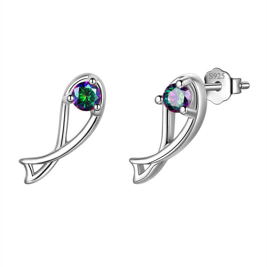 Tokyo Mart Fische Ohrstecker Damen Mädchen Sternbild Schmuck Mystic Topaz Sterling Silber