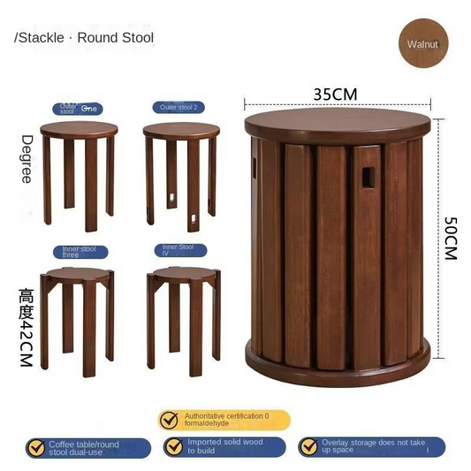 Tokyo Mart Round Wooden Chairs